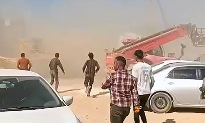 Şantiyede kule vinç devrildi! O anlar cep telefonu kamerasıyla görüntülendi